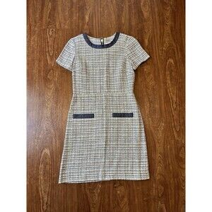 Veronica Beard Blue & White Devani Tweed Shift Mini Dress Women's Size 4